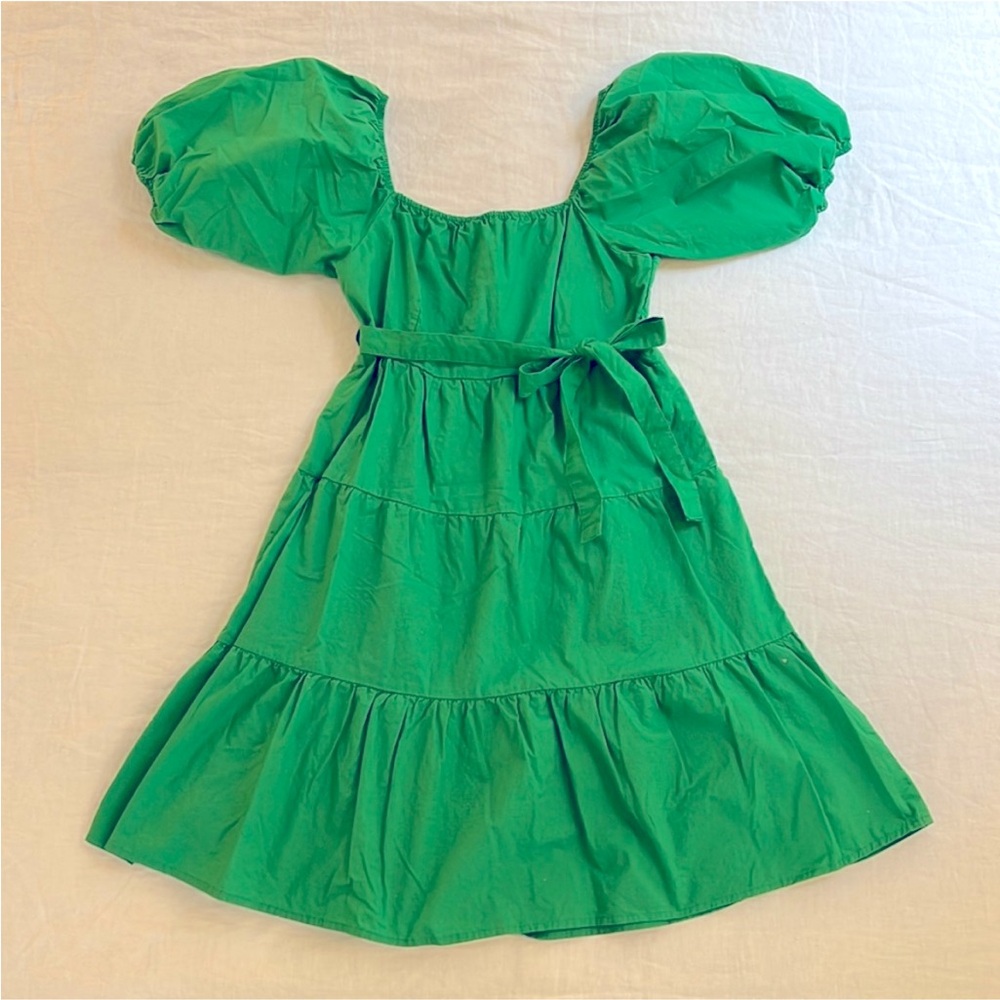 Bright Green Tiered Puff Sleeve Dress size medium